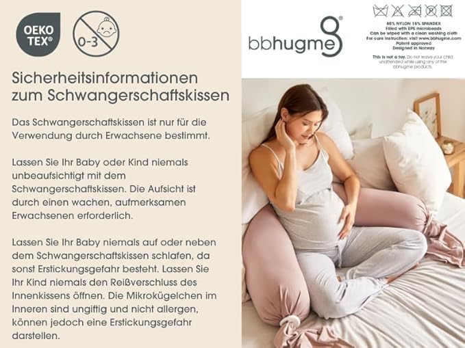 bbhugme Adjustable Pregnancy Pillow – Full Body Support for Side Sleeping - Adjustable Firmness and Shape - Supports Back, Legs, Belly, HIPS for Pregnant Women - Removable Cover - Dusty Olive