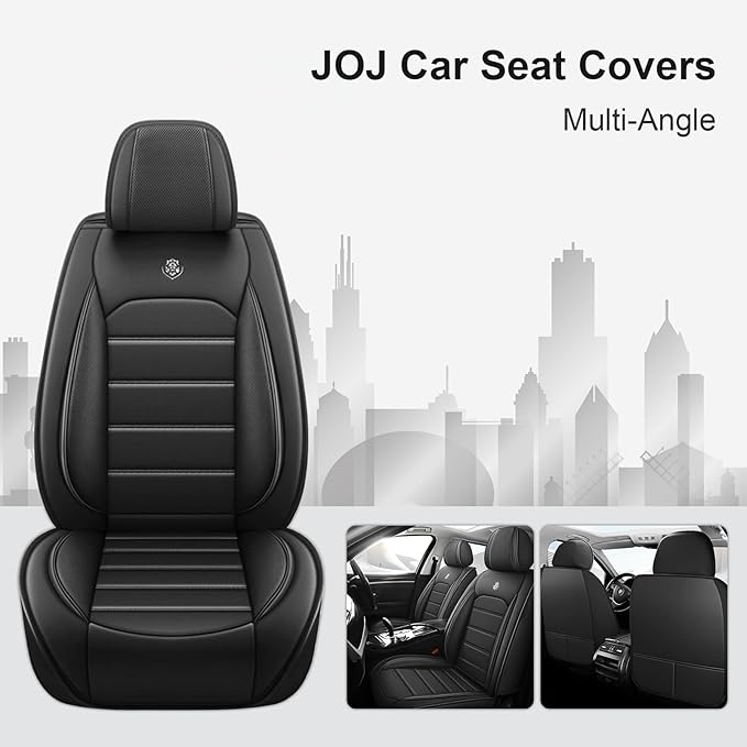 JOJ Car Seat Cover Fit for Toyota Highlander 2001-2025,7 Seat Car Seat Cover,No-Slip Waterproof Breathable Faux Leather Automotive Seat Covers Auto Interior Covers,Full Set,Black