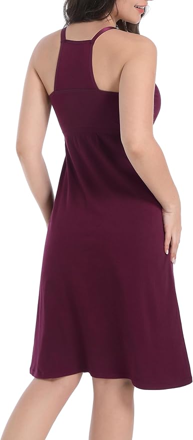SUIEK 3-Pack Maternity Nursing Nightgown Cotton Breastfeeding Dress Pregnancy Tank Tops Sleepwear