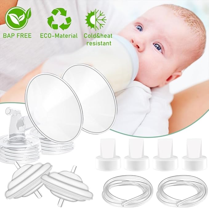 24mm Flange Pump Parts Compatible Spectra S1 S2 9 Breast Pumps Replacement,Full Set Replacements Include Flange Backflow Protector Membrane Duckbill Valve Tube,Not Original Accessories