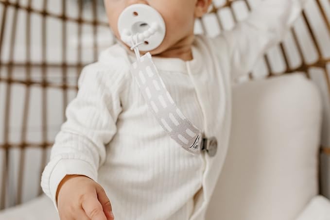 Copper Pearl Pacifier Clip 3-Pack: Premium Knit Binky Holders for Baby Girls and Boys - Stylish Stainless Steel Pacifier Accessory - Prevents Floor Drops - Bliss