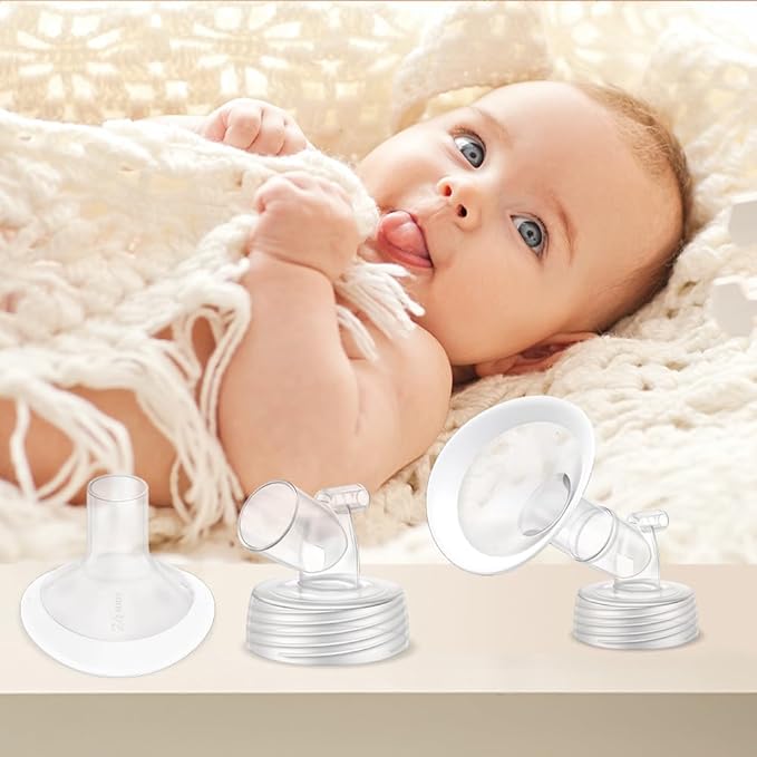 2 Packs 25mm Flange Set, Updated Soft Rim Shield and Wide Mouth Base Connector Pump Parts for Spectra S2 Spectra S1 9 Plus Breastpumps Accessories, 106 Degree Wider Opening Angel