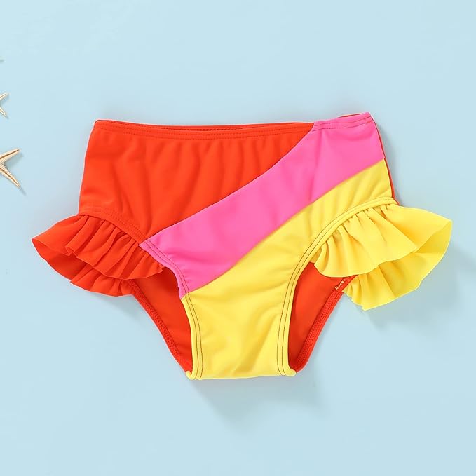 YOUNGER TREE Toddler Girls Two Pieces Swimsuit Color Block Stripe Swimwear Summer Beach Bathing Suit 18M-5T
