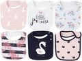 Maiwa 6 Pack Waterproof Cotton Baby Bibs for Girls Boys for Drooling Eating with Snaps
