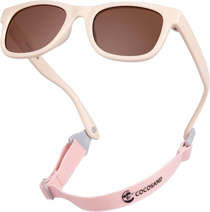 COCOSAND Flexible Baby Sunglasses with Strap Polarized UV Protection for Toddler Infant Newborn Boy Girl Age 0-24 Months