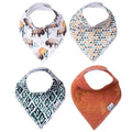 Copper Pearl 4 Pack Soft Cotton Baby Bibs for Drooling and Teething, Absorbent Drool Bibs for Baby Girl and Boy, Adjustable to Fit Newborns to Toddlers, Tons of Styles (Bison)