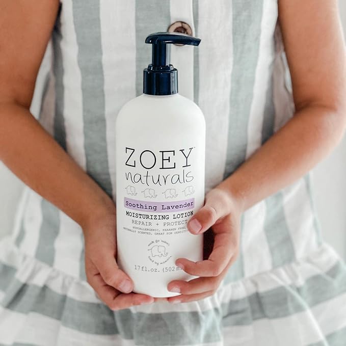 Zoey Naturals Lavender Moisturizing Lotion for Babies – Hypoallergenic, Gentle & Natural for Kids with Sensitive and Dry Skin – Aloe, Avocado & Shea – Made in USA – 17 fl oz