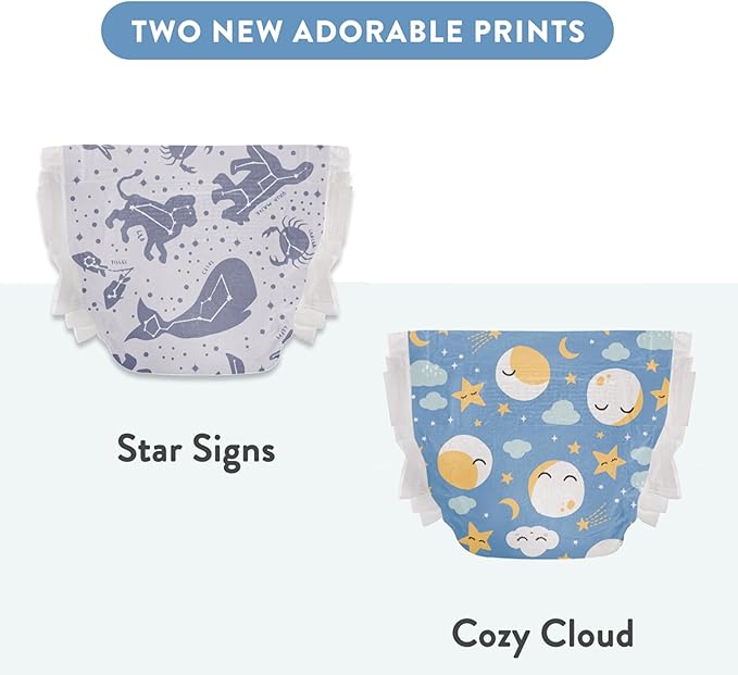 The Honest Company Clean Conscious Overnight Diapers for Sensitive Skin, Hypoallergenic Fragrance-Free Baby Diapers, Cozy Cloud and Star Signs Design, Club Box, Size 5 (27+ lbs), 40 Count