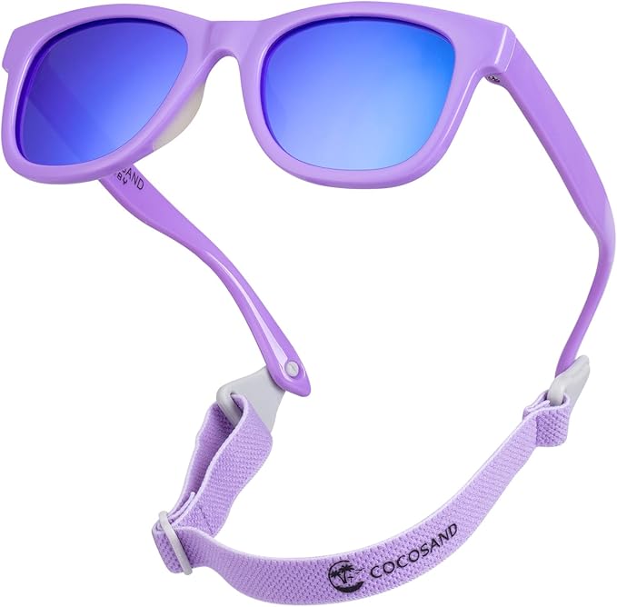 COCOSAND Flexible Baby Sunglasses with Strap Polarized UV Protection for Toddler Infant Newborn Boy Girl Age 0-24 Months