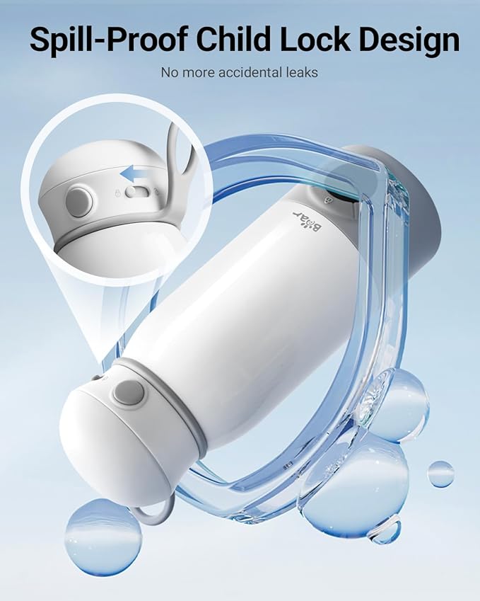 Bear Portable Bottle Warmer for Travel, Milk Warmer for Breastmilk Formula, 17oz Large Capacity Water Warmer with Precise Temp Control, Fast Heating&Long Battery for Travel Car Airplane