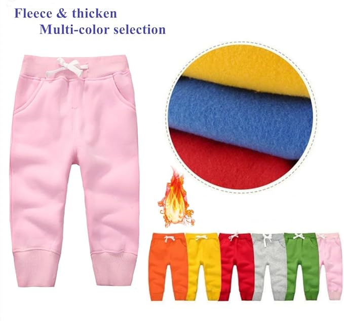CuteOn Unisex Toddler Jogger Pants Kids Cotton Elastic Waist Winter Baby Sweatpants Pants 1-5Years