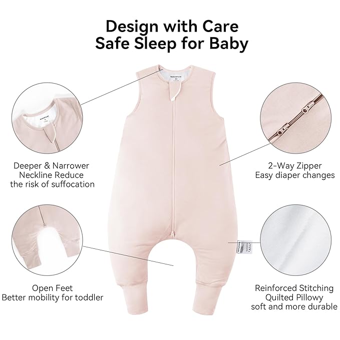 Rayon Made from Bamboo Toddler Sleep Sack with Feet 12-24 Months 1.0 Tog Ultra Soft Toddler Sleeping Sack 1t-2t Sleep Bag Walker Quilted Wearable Blanket with Legs 2-Way Zipper Lightweight