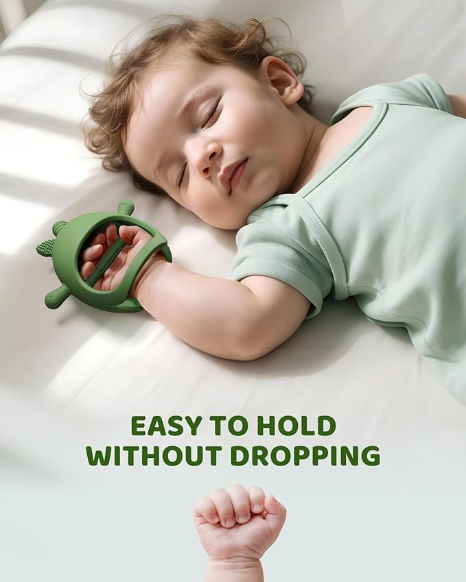 ChooKaChoo 2 Pack Baby Teething Toy Silicone Avocado Teething Mitten for Babies Over 3 Months Anti Dropping Wrist Hand Teethers Baby Chew Toys for Sucking Needs, BPA Free