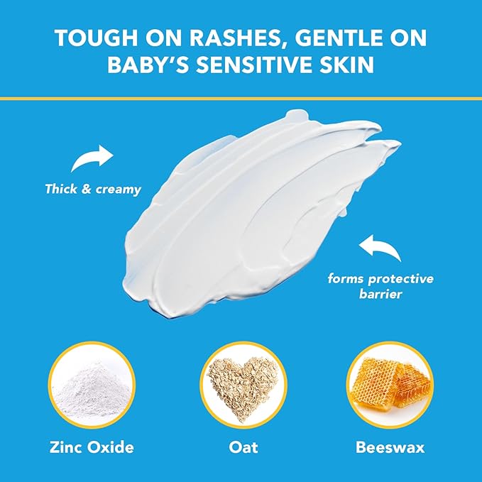 Triple Paste Diaper Rash Cream for Baby - 3 oz Tube - Zinc Oxide Ointment Treats, Soothes and Prevents Diaper Rash - Pediatrician-Recommended Hypoallergenic Formula with Soothing Botanicals