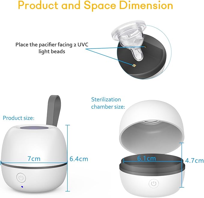 StarWin Pacifier Sanitizer Portable, UV Pacifier Case On The Go, Newborn Pacifier Holder Mini Storage Case for Travel, Keep's Baby's Binkies Clean