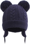 Duoyeree Toddler Winter Hat with Earflap Scarf Hood Thick Warm Kids Skull Cap for Baby Girls Boys