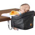 MTWML Hook On High Chair with Tray,Portable Baby High Chair That Attaches to Table,Clip On Fast Table Seat for Babies and Toddlers.Baby Feeding Seat for Dining Tables and Counter(Pure-Black)