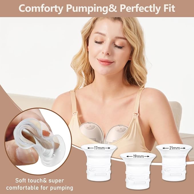 4pcs Flange Insert 19mm Compatible with eufy S1 Pro/S1/E10/E20 Wearable Breast Pump, Replace for eufy Breast Pump Sizing Insert, Fit for eufy Pump Replacement Parts