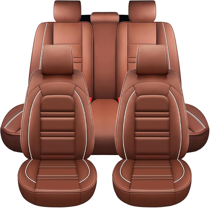 Seat Covers for Chevy Blazer 2019-2025 | 5-Seats Leather Seat Covers, Easy to Install Automotive Seat Covers Full Set (Full Set, Coffee)