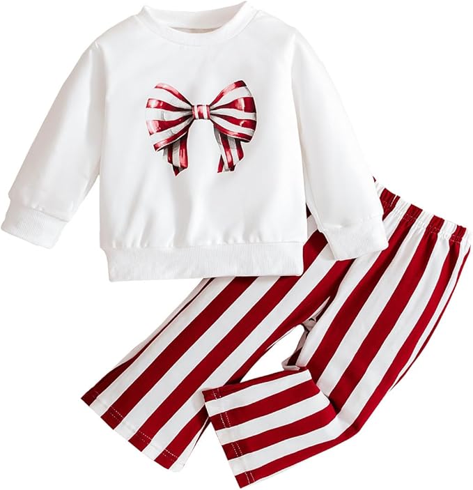 Baby Girl Clothes Long Sleeve Fall Outfits Toddler Sweatsuit Striped Flare Pants