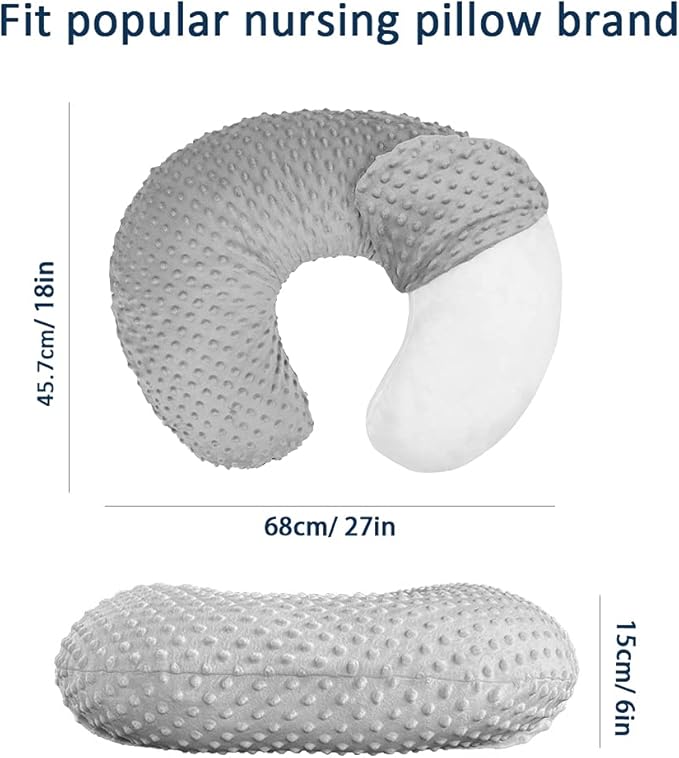 iEvolve Minky Nursing Pillow Cover Breast Feeding Pillow Cover Slipcover U Shape for Baby Boy Girl,Cover Only(White&Pink 2Pack)
