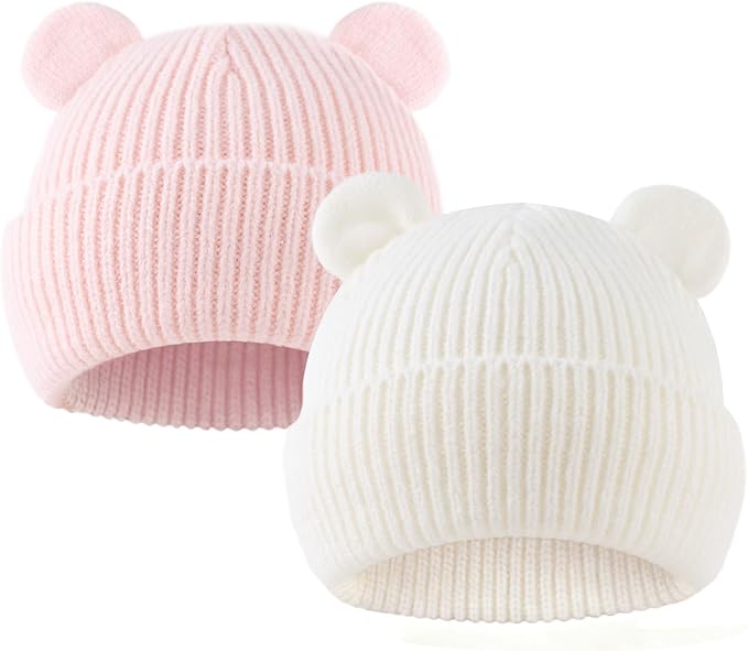 Bear Baby Beanie Knitted Baby Winter Hat Infant Toddler Boys Girls Beanie with Cotton Lining