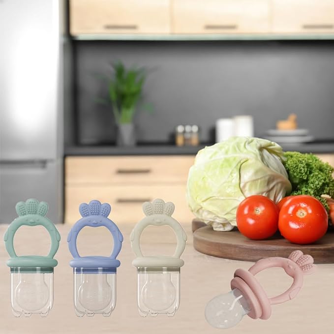 Baby Food Fruit Feeder, Breastmilk Baby Popsicle Molds, Silicone Teether Freezer Tray Food Feeder Pacifier for Teething Relief (Yellow)