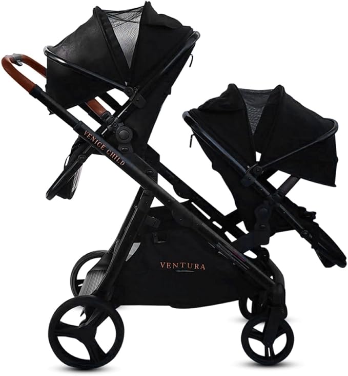 Venice Child Midnight Ventura Single to Double Sit-and-Stand Stroller & 2nd Toddler Seat (Package # 3)