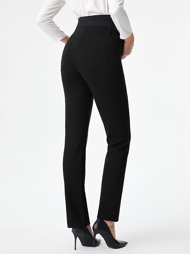 AFITNE Maternity Pants for Work Over The Belly Straight Leg Dress Slacks Strethy Pregnancy Office Casual Yoga Pants