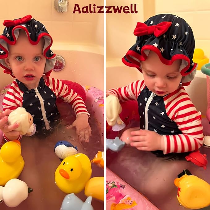 Aalizzwell Baby Girls Long Sleeve One Piece Swimsuit with Hat