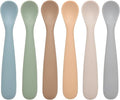 Baby Spoons, 6 Pack First Stage Silicone Feeding Spoons, Soft Tip Feeding Baby Utensils, Baby Led Weaning Supplies Training Spoons, Dishwasher and Boil Safe