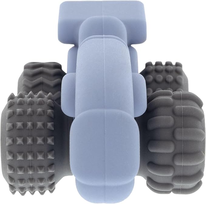 Nuby Silicone Teether Toy for Babies – Textured Teething Car with Moving Wheels, Easy to Hold, Soothes Sore Gums, Encourages Tactile Development & Hand-Eye Coordination, Blue Racecar