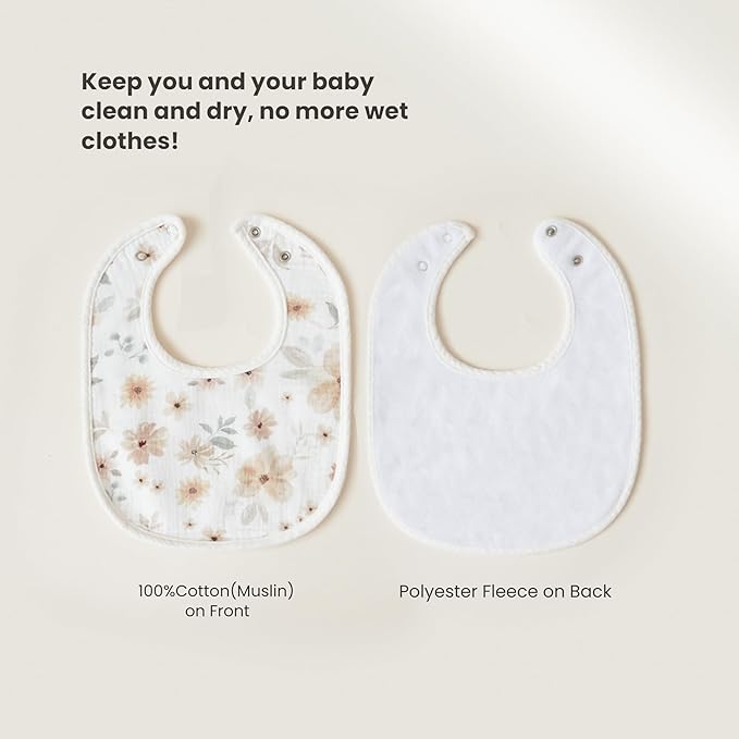 Konssy 6-Pack Muslin Baby Bibs for Boys & Girls, Soft Cotton Absorbent Bandana Drool Bibs for Drooling & Teething