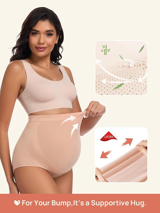 Summer Mae Maternity Underwear Soft Breathable High-Waist Pregnancy Seamless Over Bump Panties for Women