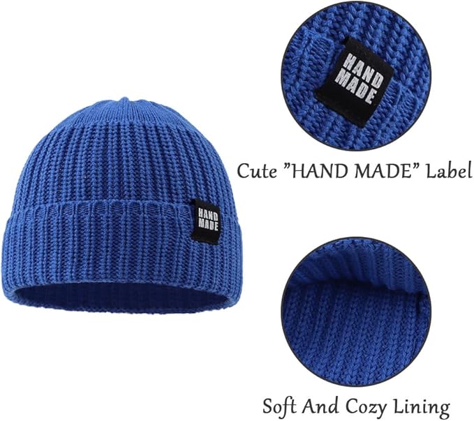 JANGANNSA Simple Knitted Baby Beanie Hip-Hop Boys Winter Hat Toddler Kids Bonnet for Girls 0-5Y