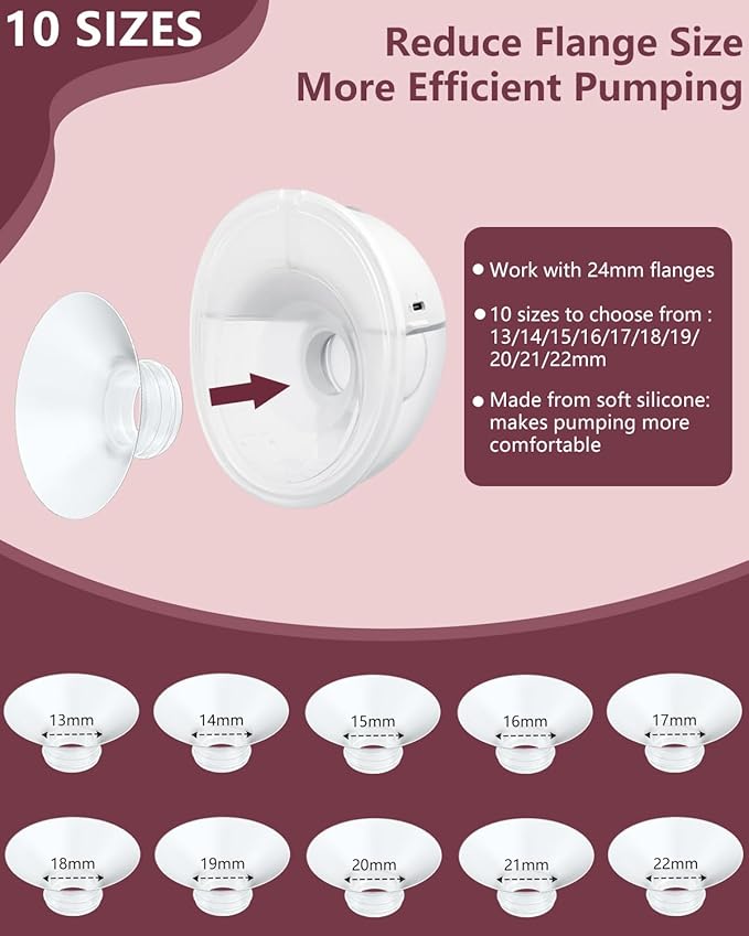 4PC Flange Insert 17mm Compatible with Momcozy M5/M6/M9/S12 Pro/V1 Pro/V1 Pro Breast Pump, Fit for Eufy/Elvie/Medela/Spectra/Lansinoh/NCVI/Lansinoh/TSRETE with 24mm Flange/Shield Breast Pump
