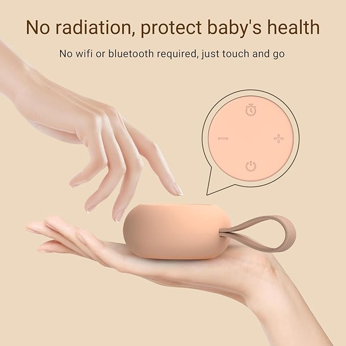 Portable Baby Sound Machine [White Noise for Babies Kids Adults][Timer Function][12 Soothing Sounds][Sleep Boombox] 15 Hours Battery Life, Travel,Registry,Gifts,Shower,Clips on Baby Stroller.Peach