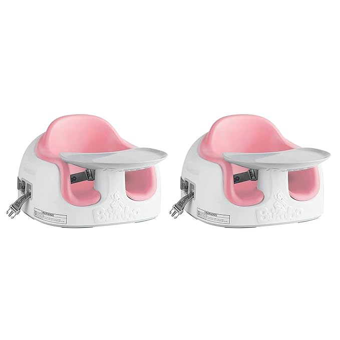 Bumbo 2 Pack 3-in-1 Multi-Seat for 6 to 36 Months, Travel Baby Feeding and Play Floor Seat, All-in-One Portable Booster with Tray & Toddler High Chair, Cradle Pink