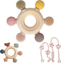 3 Packs Teether Rings for 0-6 6-12 Months Babies, Teething Toys with Pacifier Clip Holder, Baby Chew Toys for Sucking Needs, Baby Essentials