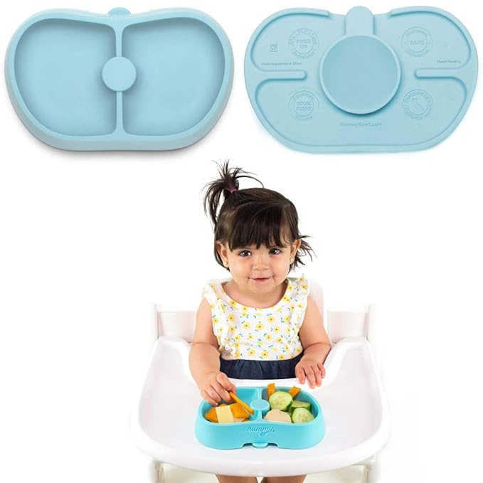 Nummy BOWL - Pure Silicone Bowl with Hidden Suction Cup for Babies and Toddlers | BPA and Phthalate Free | Microwave and Dishwasher Safe | Great Baby Gift (Light Blue, Core Collection)