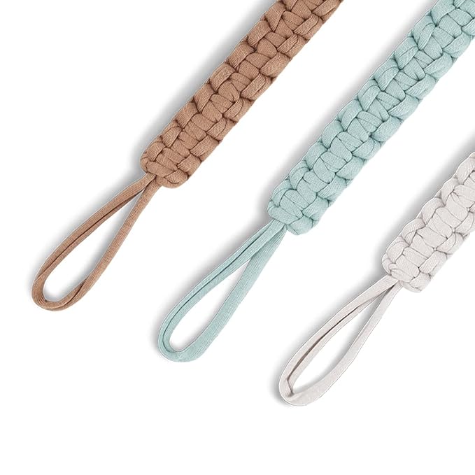 Pacifier Clip for boy 9.2 Inch Pacifier Leashes woodern Clips Teething Toy with Handmade Braided Cotton Modern Unisex Baby Shower Birthdays Christmas Set (3 Pack Boys)
