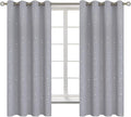 BGment Light Grey Star Blackout Curtains for Kid's Bedroom - Grommet Thermal Insulated Room Darkening Printed Curtains for Living Room, Set of 2 Panels (52 x 63 Inch, Light Grey)