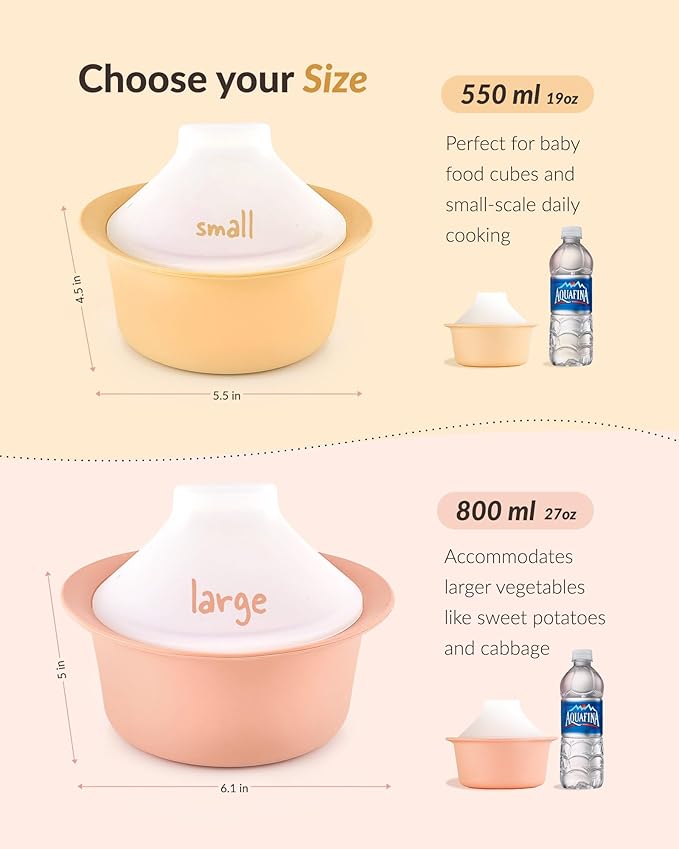Moyuum Silicone Microwave Steamer | Made in Korea, Baby Food Maker Bowl with Lid, Egg and Vegetable Steam Cooker, Japanese Donabe Inspired Cooking Pot, Dishwasher Safe(Large, Violet)