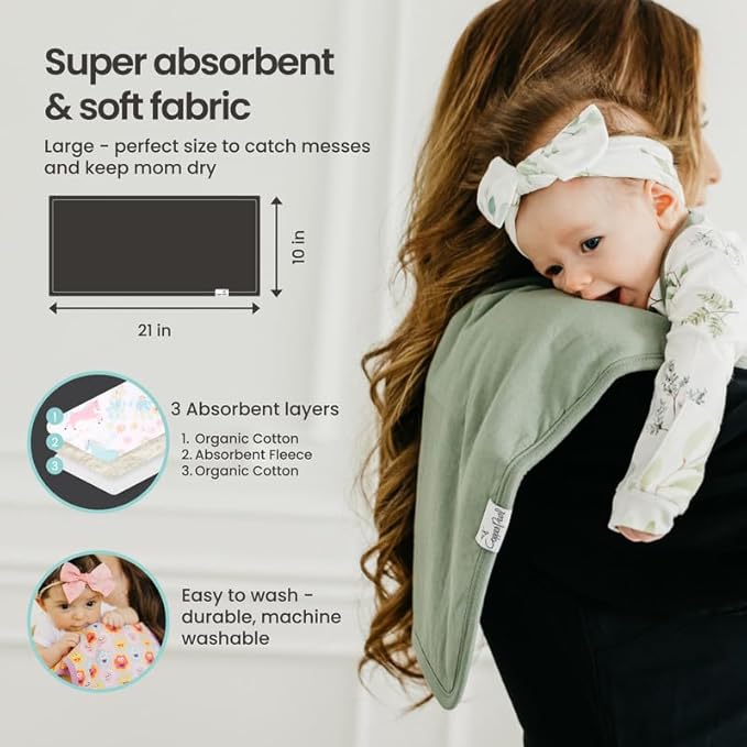 Copper Pearl Premium Baby Burp Cloths - 3-Pack Large Cotton Burp Cloths, Extra Soft Spit Up Rags with 3 Absorbent Layers, Perfect for Baby Girl Gifts (21" x 10" Size, Blush Set)