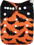 ALVABABY Halloween Baby Cloth Diapers One Size Adjustable Washable Reusable for Baby Girls and Boys 1 Pack with 2 Inserts AMD134-2TA