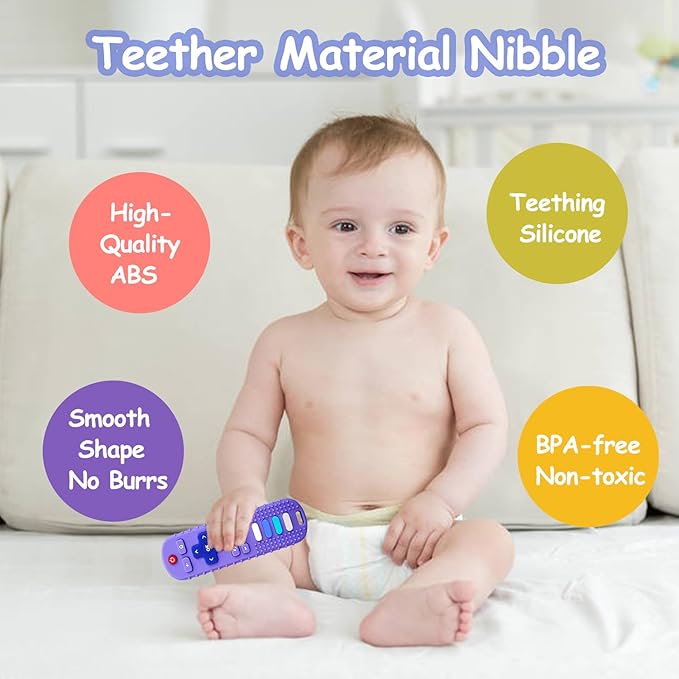 3Pcs Silicone Teething Toys, Remote Control Shape Teethers for Babies Remote Teething Toys, Silicone TV Remote Teether BPA Free/Dishwasher/Refrigerator Safe