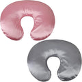 Satin Nursing Pillow Cover Set 2 Pack Ultra Soft Silk Compatible with Boppy Pillow for Breastfeeding Pillow Protect for Baby Hair and Skin Grey & Pink
