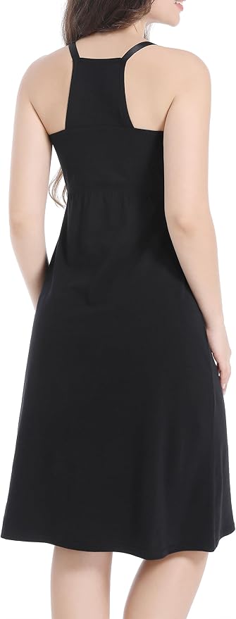 SUIEK 3-Pack Maternity Nursing Nightgown Cotton Breastfeeding Dress Pregnancy Tank Tops Sleepwear