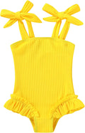 Happy Town Toddler Swimsuit Girl Solid Color Stripe One-Piece Baby Bathing Suits