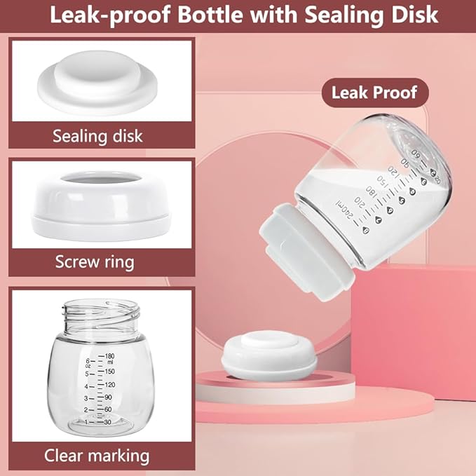 Full Breast Pump Parts with 24mm Oval Soft Rim Flanges and Wide-Mouth Base Connector for Spectra S2 S1 9 Plus SG, Medela, Lansinoh Pumps, Include Flange, Valve, Backflow Protector, Tubing and Bottle